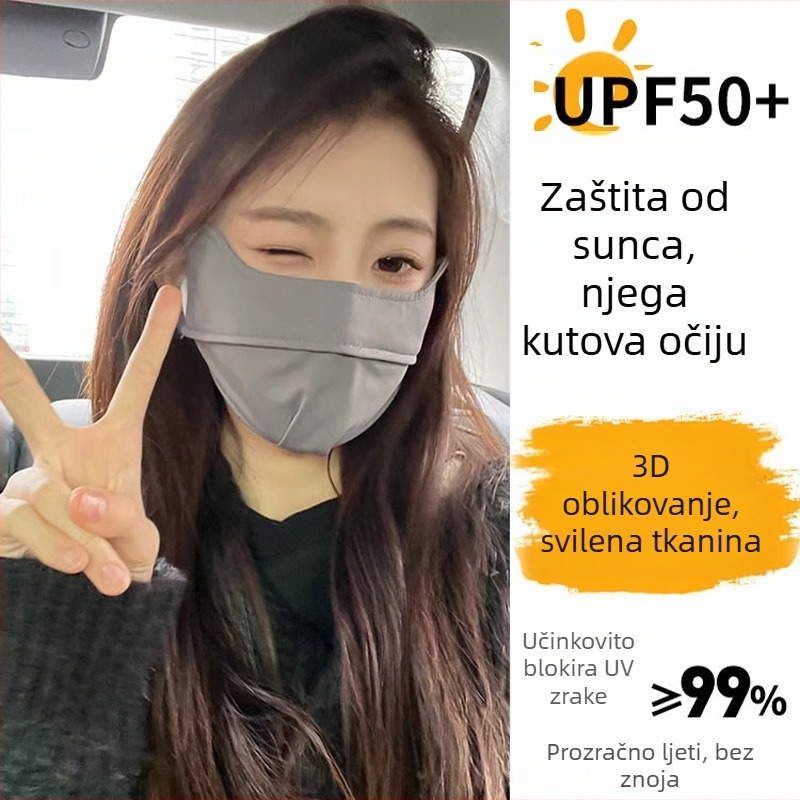 Mucheng Prozračna maska za lice s UV zaštitom, zaštita od sunca za lice, potpuno prekrivanje lica, poliester vlakno