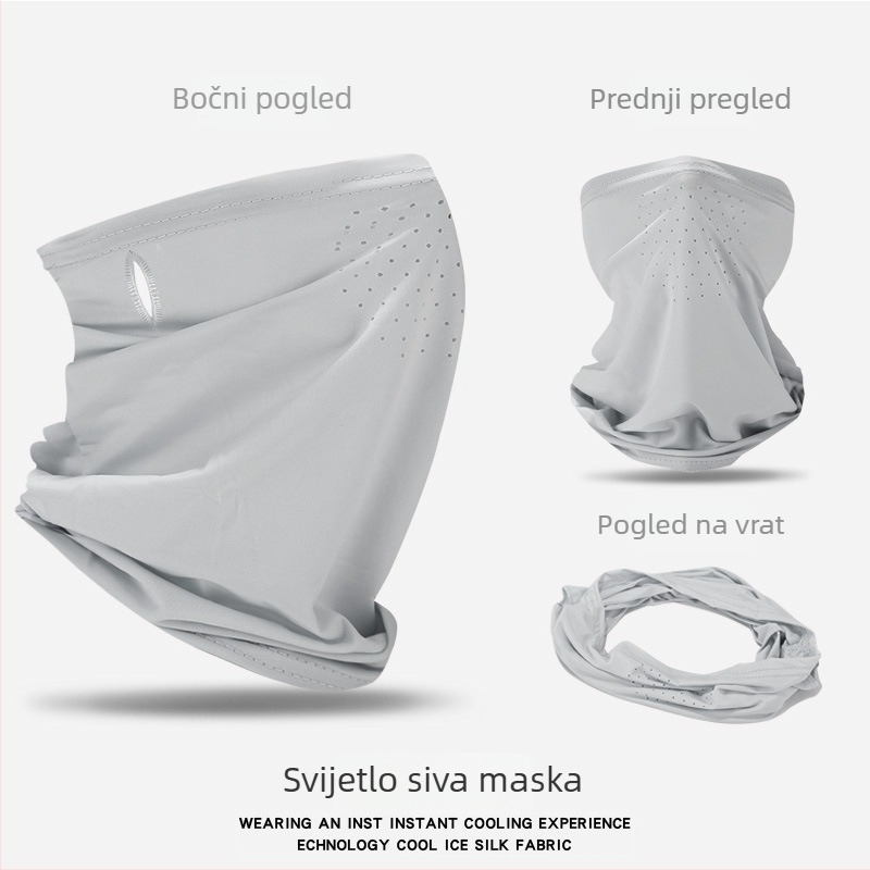 Maska za uši od Ice Silk UV za vanjsku vožnju biciklom – prozračna, brzo se suši, poliester, djelomično pokriveno lice