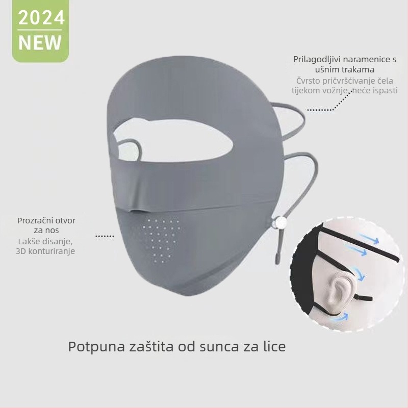 Maska za cijelo lice, prozračna, UV zaštita, otporna na vjetar, sjenčanje, najlon materijal, proljeće 2024
