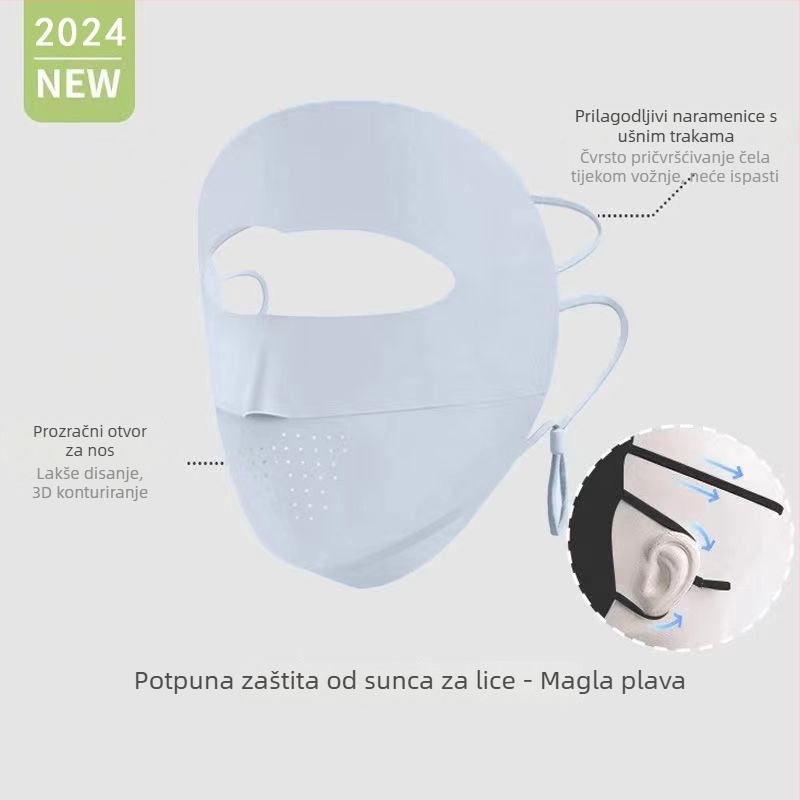 Maska za cijelo lice, prozračna, UV zaštita, otporna na vjetar, sjenčanje, najlon materijal, proljeće 2024