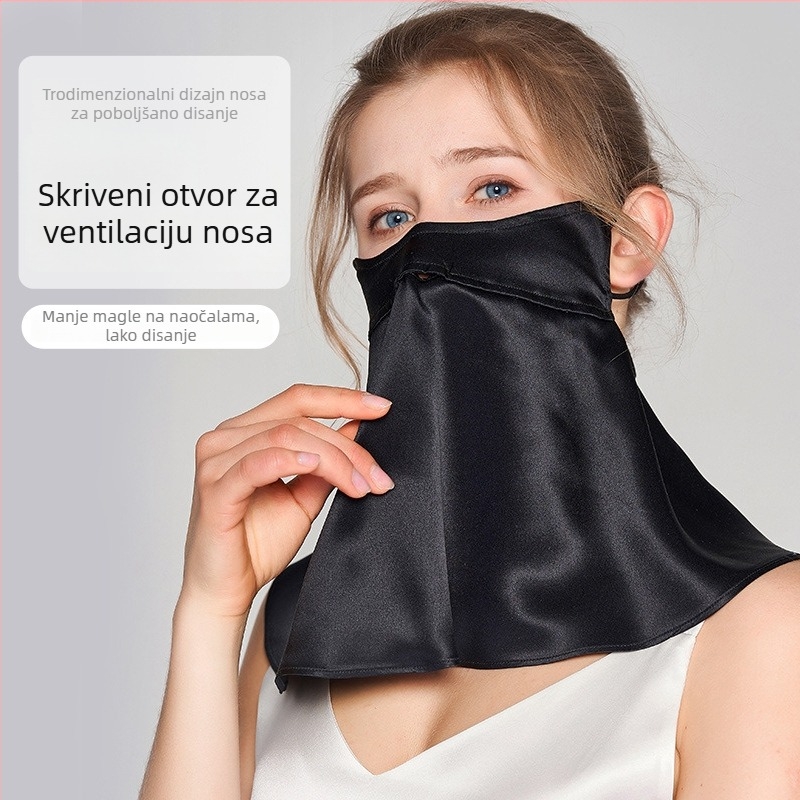 Polumaska od svile s UV zaštitom, prozračna, sjenilo od sunca, repelent za insekte, mulberry svila