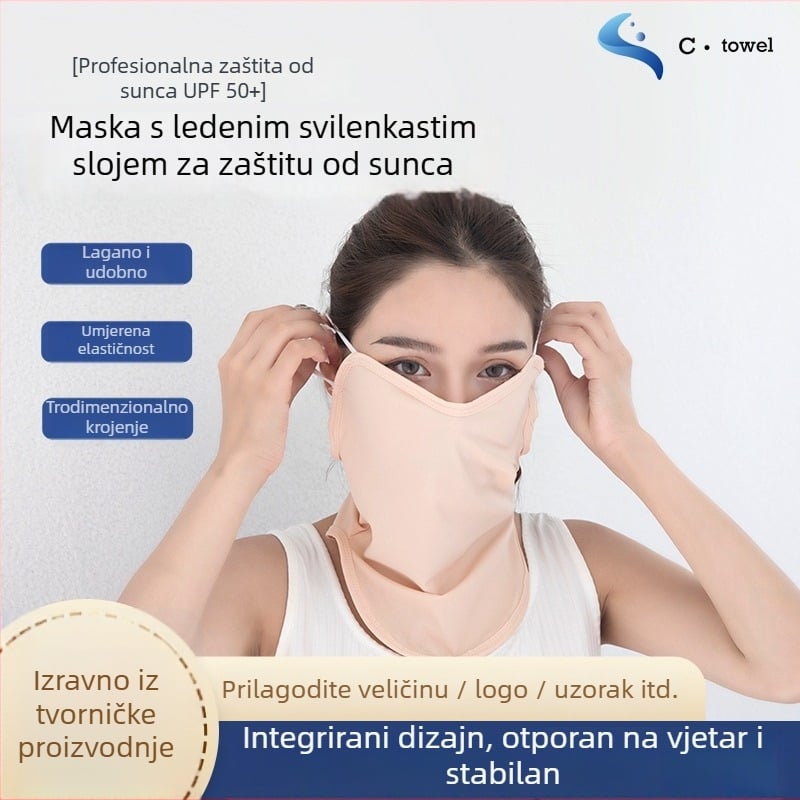 Maska za lice polovice lica Ice Silk s UV zaštitom za žene – brzo se suši, prozračna, otporna na vjetar, repelentna za insekte