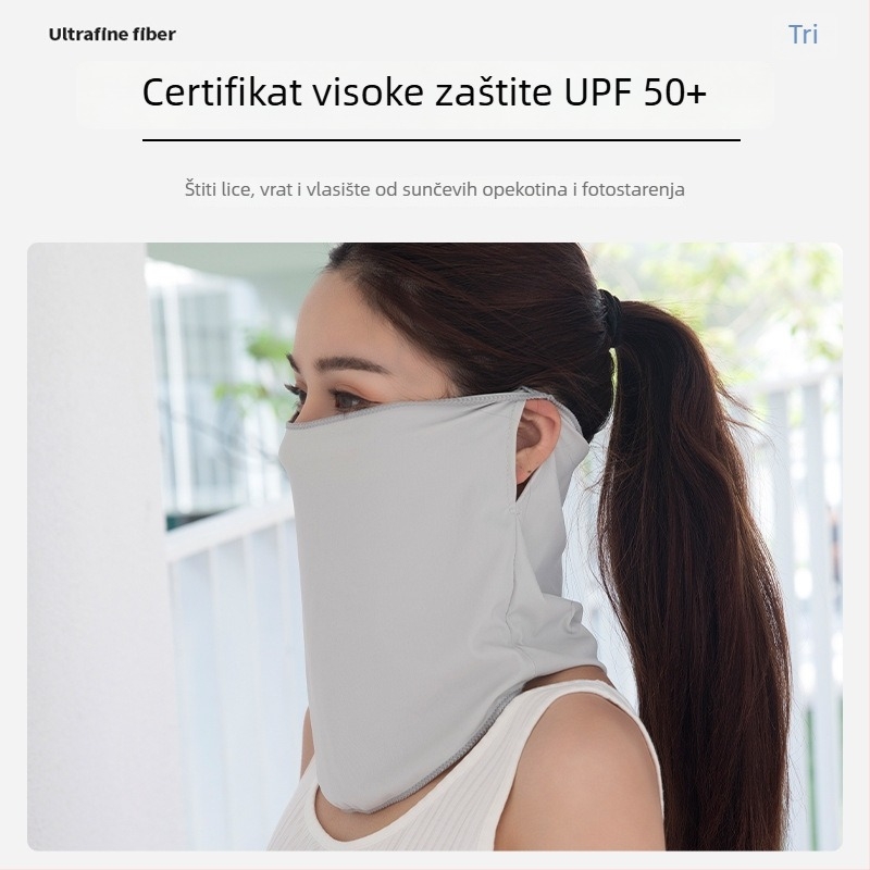 Maska za lice polovice lica Ice Silk s UV zaštitom za žene – brzo se suši, prozračna, otporna na vjetar, repelentna za insekte