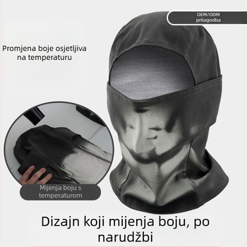Termochromatska kapuljača za biciklizam: maska za cijelo lice, prozračna, otporna na vjetar, zaštita od sunca, poliester