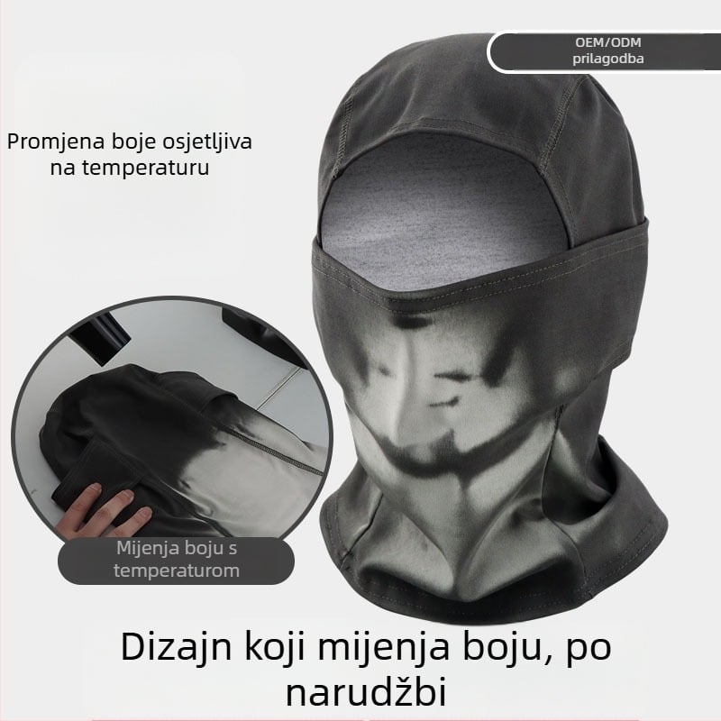 Termochromatska kapuljača za biciklizam: maska za cijelo lice, prozračna, otporna na vjetar, zaštita od sunca, poliester