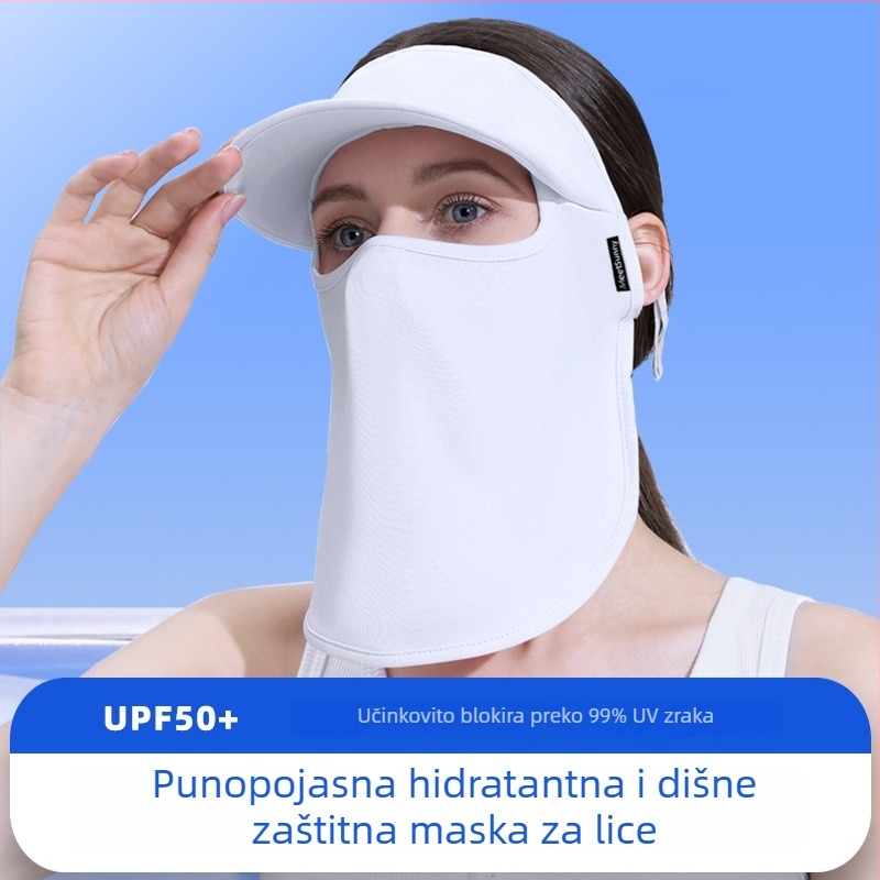 Meetsunny maska za zaštitu od sunca, UPF50+, najlon vizir za lice s rubom, potpuno pokrivena za vanjsku upotrebu