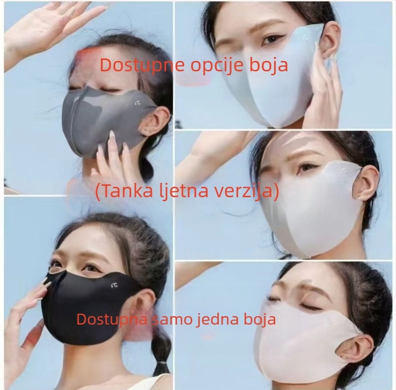 Maska za cijelo lice s UV zaštitom, 3D dizajn, prozračni Ice Silk materijal, Panda Eye stil