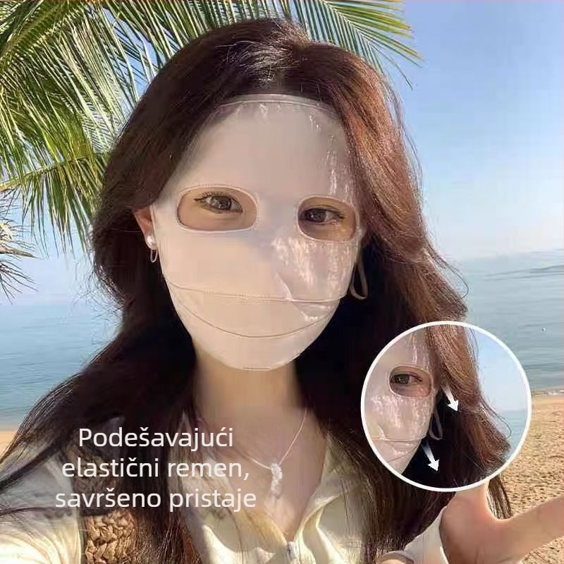 Maska za cijelo lice s UV zaštitom, 3D dizajn, prozračni Ice Silk materijal, Panda Eye stil