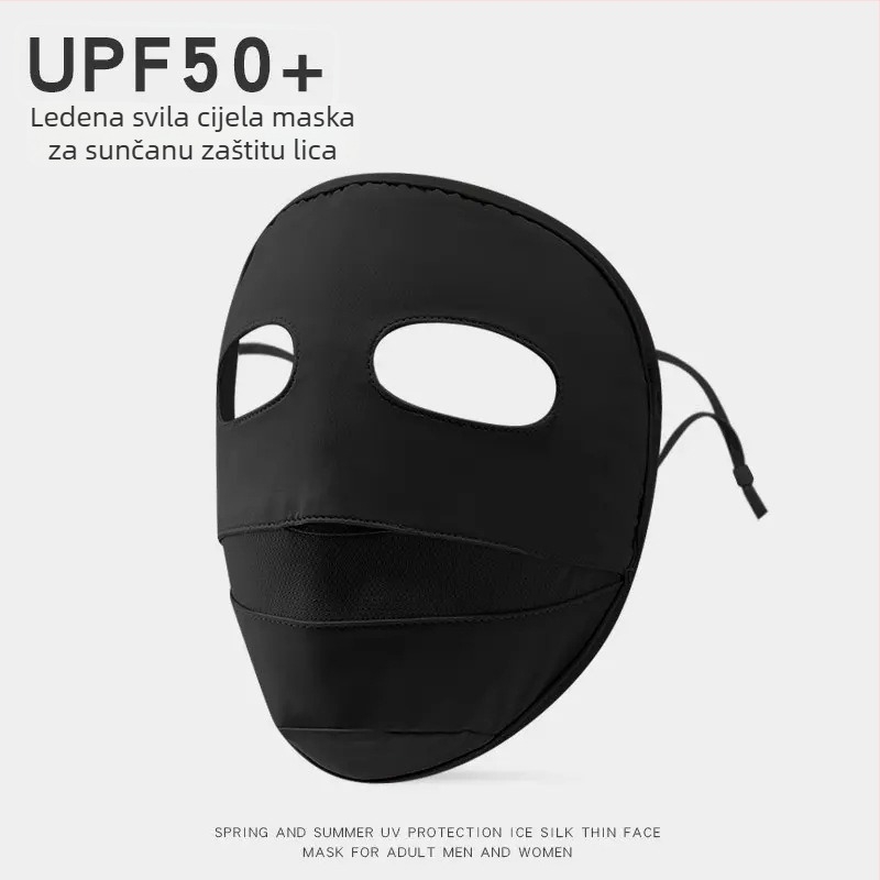 Maska za cijelo lice s UV zaštitom, 3D dizajn, prozračni Ice Silk materijal, Panda Eye stil
