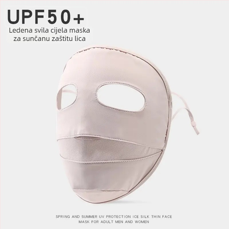 Maska za cijelo lice s UV zaštitom, 3D dizajn, prozračni Ice Silk materijal, Panda Eye stil