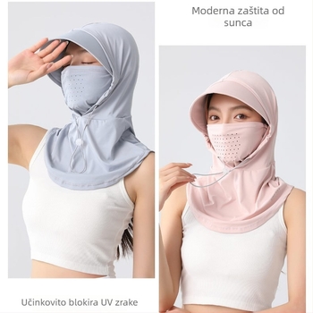 Ženska maska za zaštitu od sunca za cijelo lice s UV zaštitom Ice Silk, ljetni model 2026, za vožnju i biciklizam, s integriranom zaštitom vrata