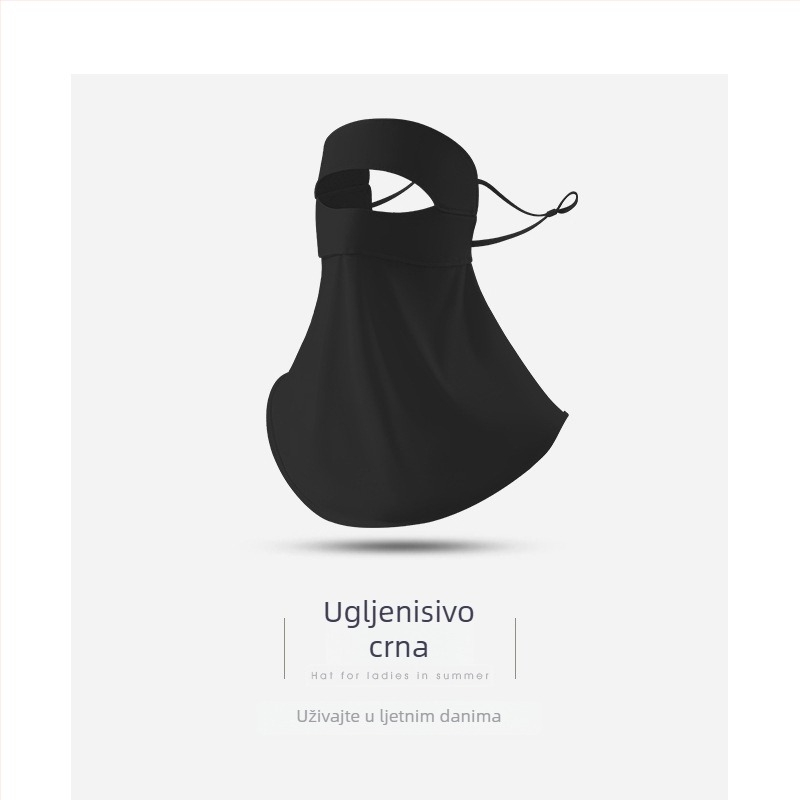 Maska za sunčevu zaštitu cijelog lica za žene — prozračna, UV zaštita, otporna na vjetar, jednodijelni dizajn, Ice Silk tkanina (poliester) s elastanom