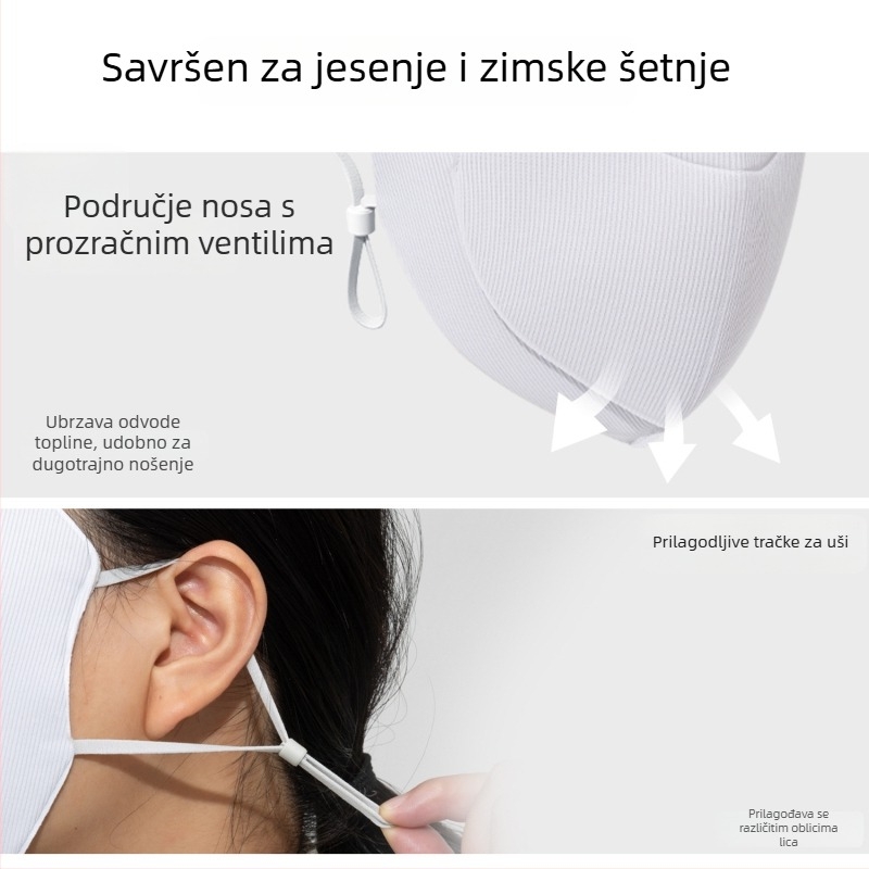 Ženska debela maska za cijelo lice, zimska vožnja biciklom, s ušnom kopčom, zaštita od sunca