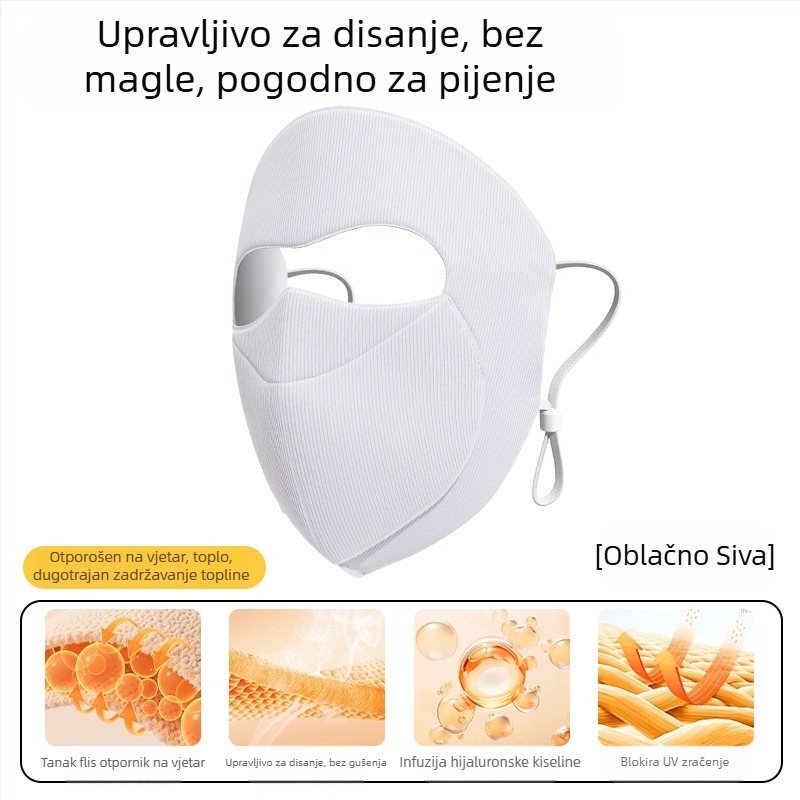 Ženska debela maska za cijelo lice, zimska vožnja biciklom, s ušnom kopčom, zaštita od sunca