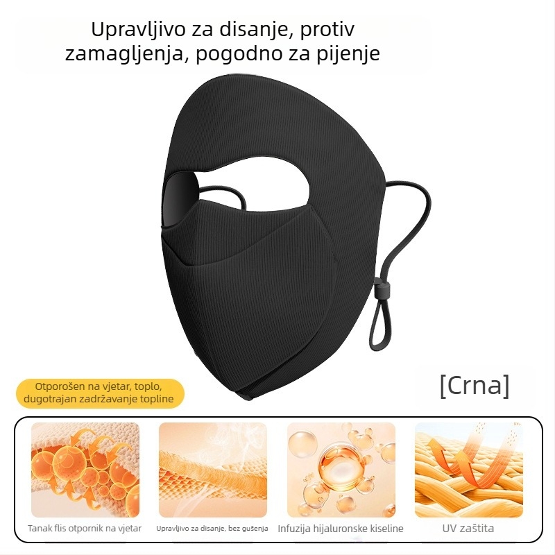 Ženska debela maska za cijelo lice, zimska vožnja biciklom, s ušnom kopčom, zaštita od sunca