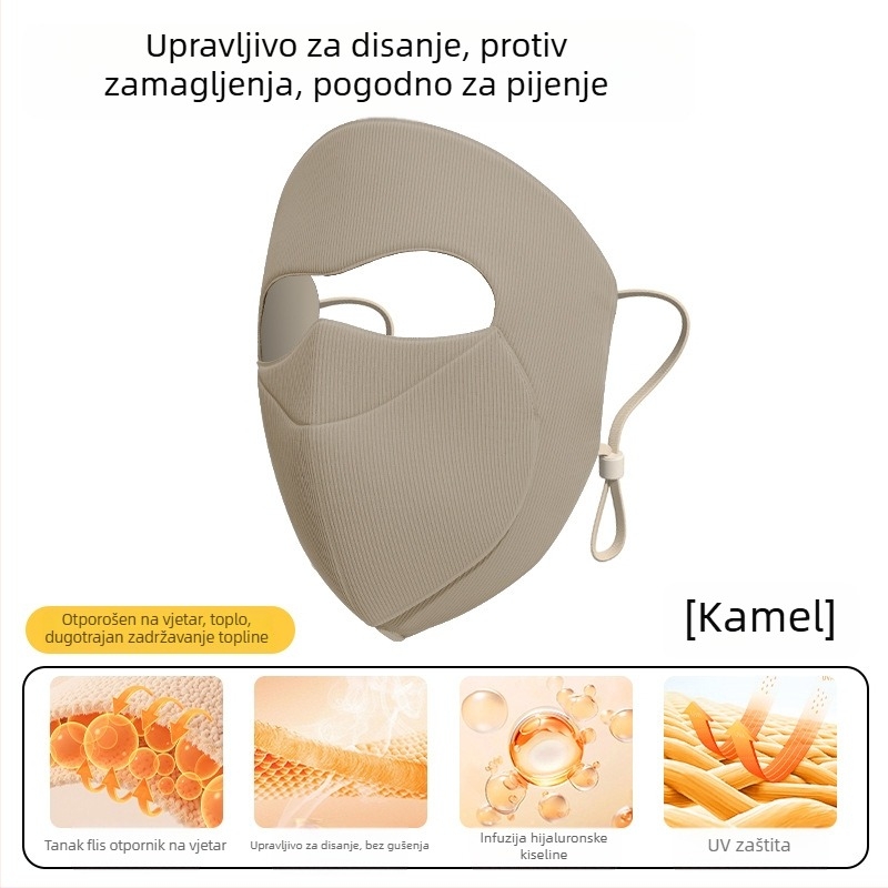 Ženska debela maska za cijelo lice, zimska vožnja biciklom, s ušnom kopčom, zaštita od sunca