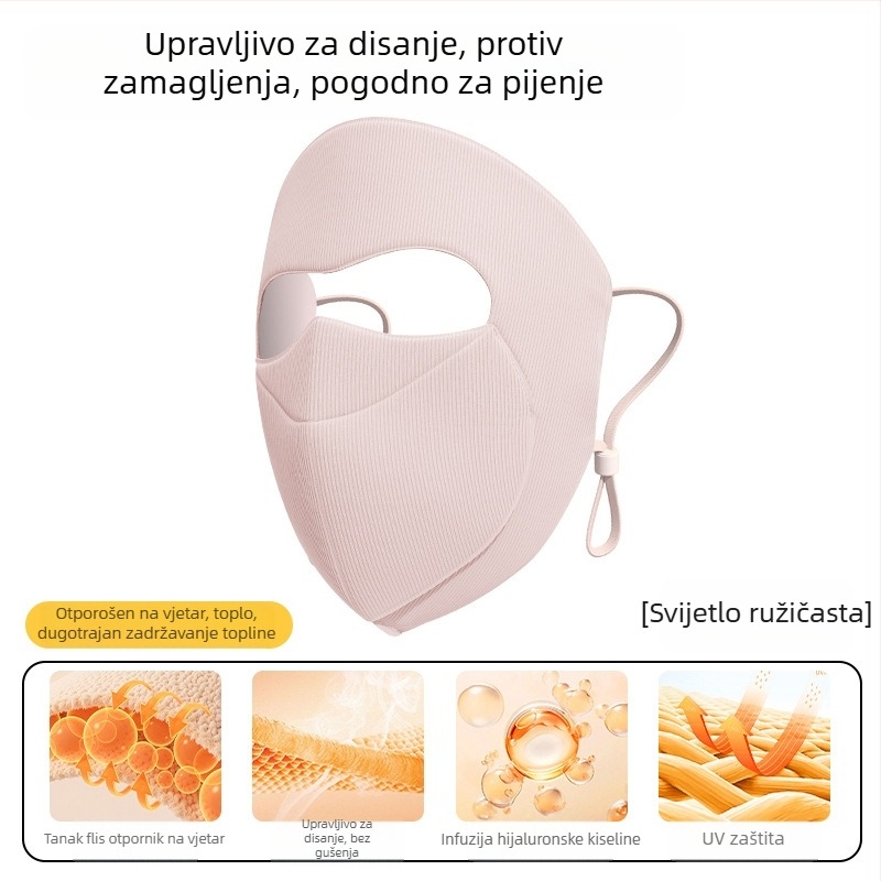 Ženska debela maska za cijelo lice, zimska vožnja biciklom, s ušnom kopčom, zaštita od sunca