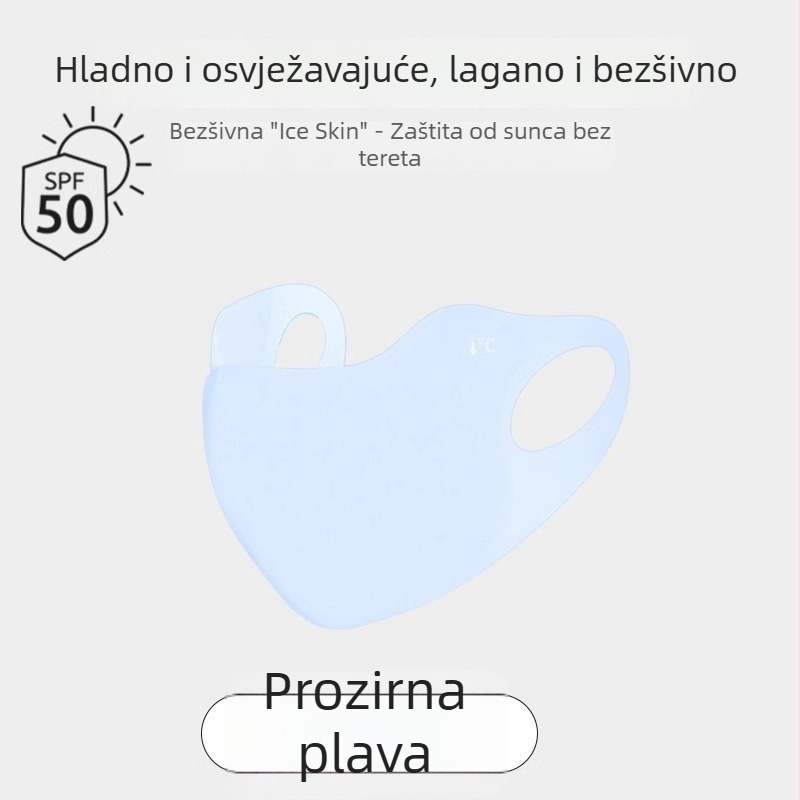 Ice Silk maska za lice s UV zaštitom, prozračna, 3D dizajn, brzo suši, za žene.