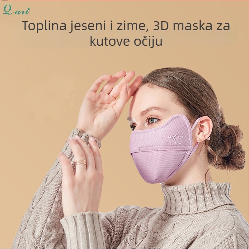 Pamučna maska za žene - jesen/zima, dizajn s petljama za uši, UV zaštita UPF50+