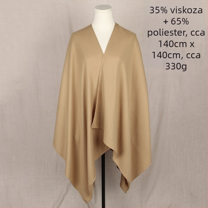 Tamno plavi jednobojni pelerina-šal s prorezom, izuzetno mekan, japansko-korejski stil, svestran za jesen i zimu, za klimatizirane prostore