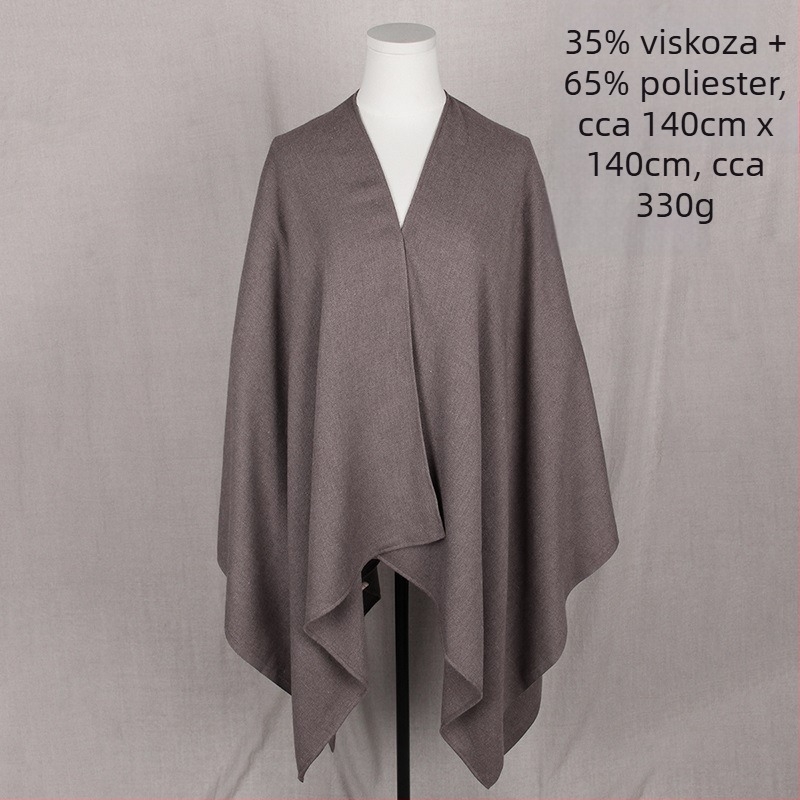 Tamno plavi jednobojni pelerina-šal s prorezom, izuzetno mekan, japansko-korejski stil, svestran za jesen i zimu, za klimatizirane prostore