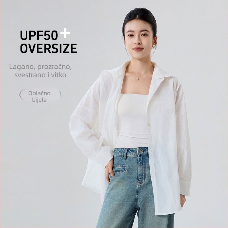 Ženska majica s UV zaštitom, lagana ljetna bluza-blejzer, slobodan kroj, dugi rukav, Nylon 95%+, UPF50+
