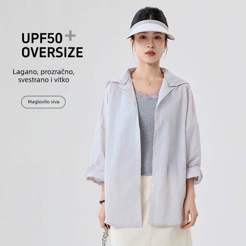Ženska majica s UV zaštitom, lagana ljetna bluza-blejzer, slobodan kroj, dugi rukav, Nylon 95%+, UPF50+