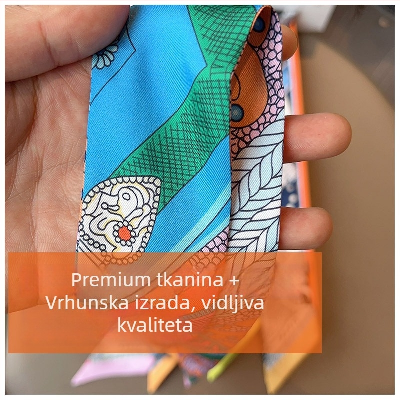 Mali šal od poliestera s twill tkanjem, uska traka omotana oko ručke, otisak s motivom sedla