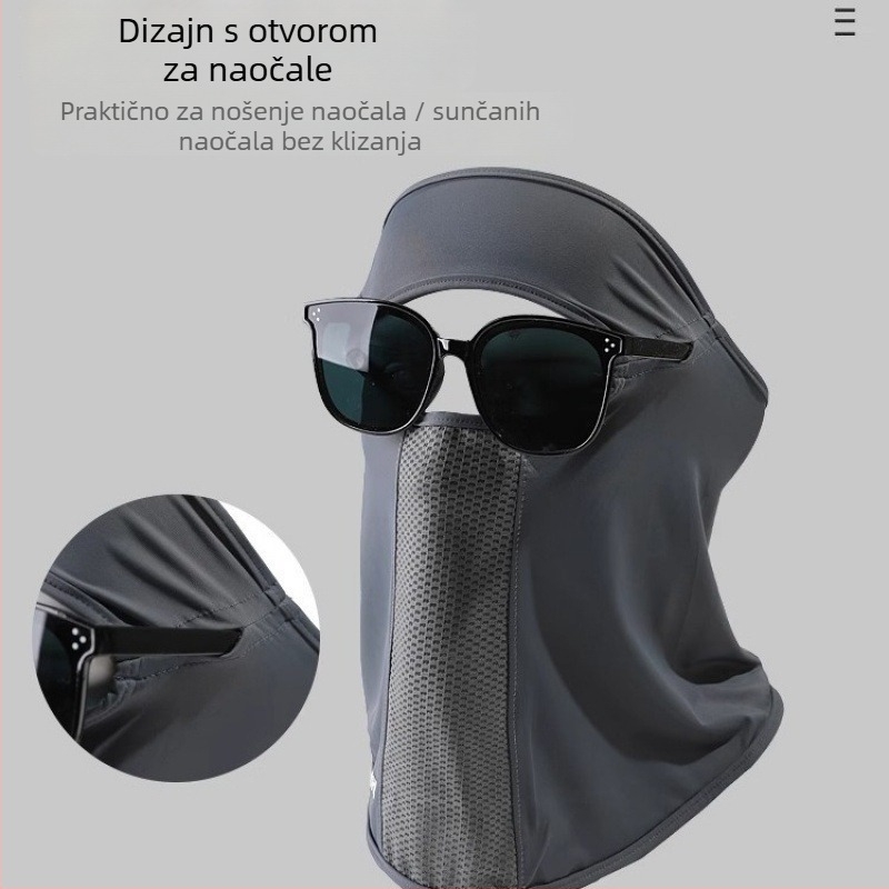 Maska za lice i vrat s UV zaštitom, prašnjom otporno, Ice Silk tkanina, poliester 71-80% i spandeks 21-30%