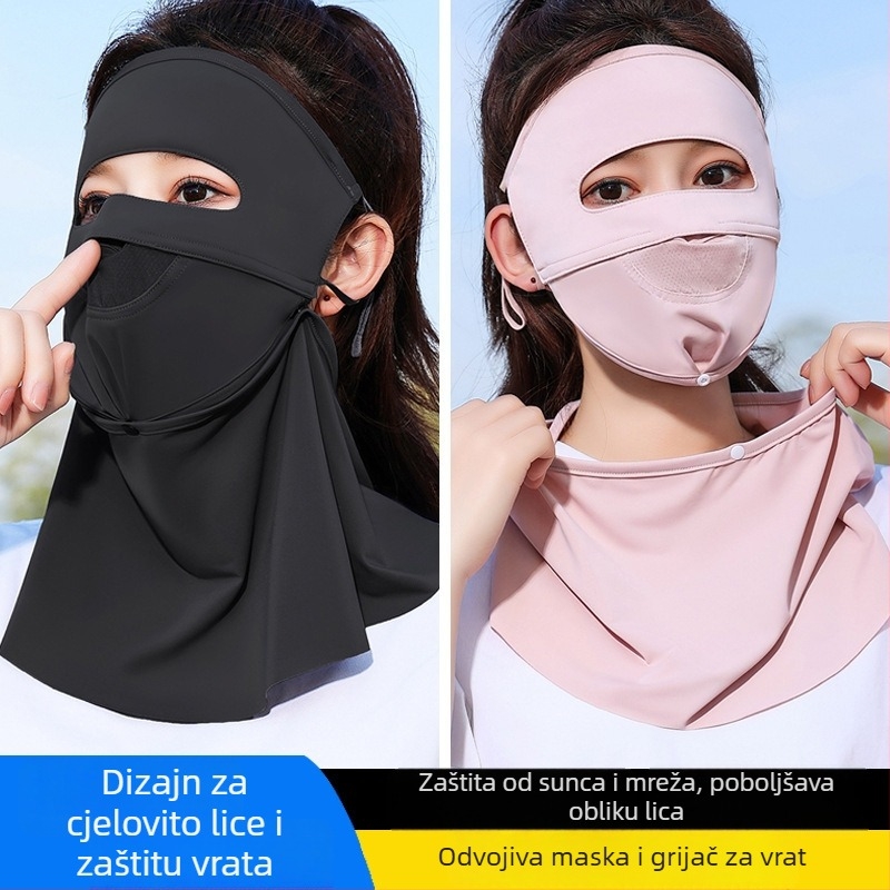 Maska za biciklizam s odvojivim potpuno lice i pokrivenošću vrata, Ice Silk tkanina, unisex