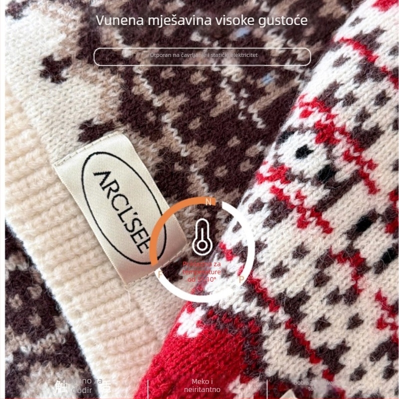 Korejskog stila Fair Isle retro pleteni kaput za žene, jesen-zima, moderan i svestran vanjski šal za toplinu