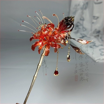 Hanfu-inspirirana krunica za kosu od plastike/smole s motivom leptira – dodatak za glavu, jesen 2024