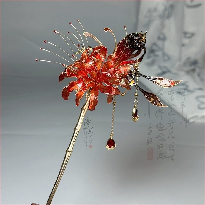 Hanfu-inspirirana krunica za kosu od plastike/smole s motivom leptira – dodatak za glavu, jesen 2024