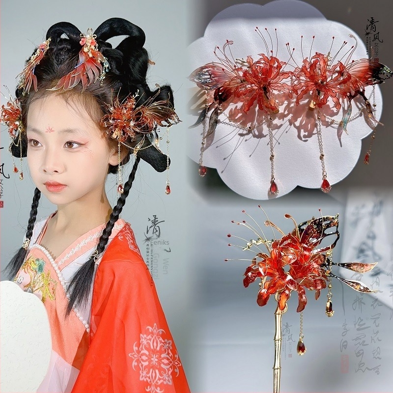 Hanfu-inspirirana krunica za kosu od plastike/smole s motivom leptira – dodatak za glavu, jesen 2024