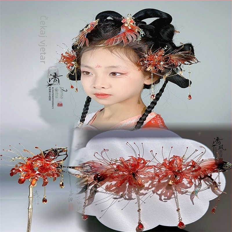 Hanfu-inspirirana krunica za kosu od plastike/smole s motivom leptira – dodatak za glavu, jesen 2024