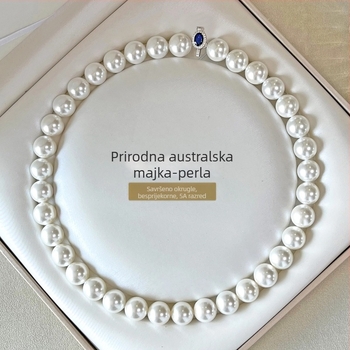 Ogrlica od biserne školjke s privjeskom od srebra 925, U-oblik/geometrijski dizajn, lanac s perlama (Materijal: biserna školjka; Privjesak: srebro 925; Oblik: U-oblik/geometrijski; Lanac: perlama)