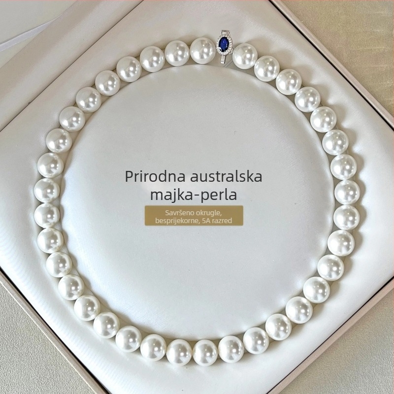 Ogrlica od biserne školjke s privjeskom od srebra 925, U-oblik/geometrijski dizajn, lanac s perlama (Materijal: biserna školjka; Privjesak: srebro 925; Oblik: U-oblik/geometrijski; Lanac: perlama)