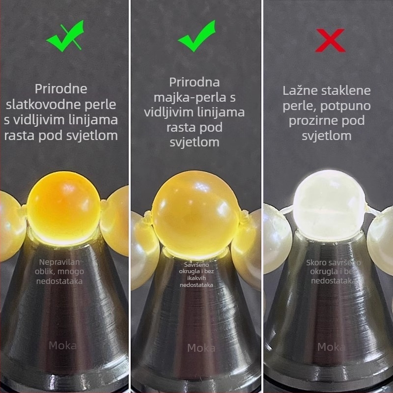 Ogrlica od biserne školjke s privjeskom od srebra 925, U-oblik/geometrijski dizajn, lanac s perlama (Materijal: biserna školjka; Privjesak: srebro 925; Oblik: U-oblik/geometrijski; Lanac: perlama)