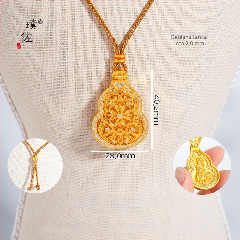 Ogrlica - Otvarajući bakren Buddha privjesak u obliku tikve, Vintage književno-retro stil, za žene (Materijal: Copper; Obrada: Electroplating; Značka: Puzuo)