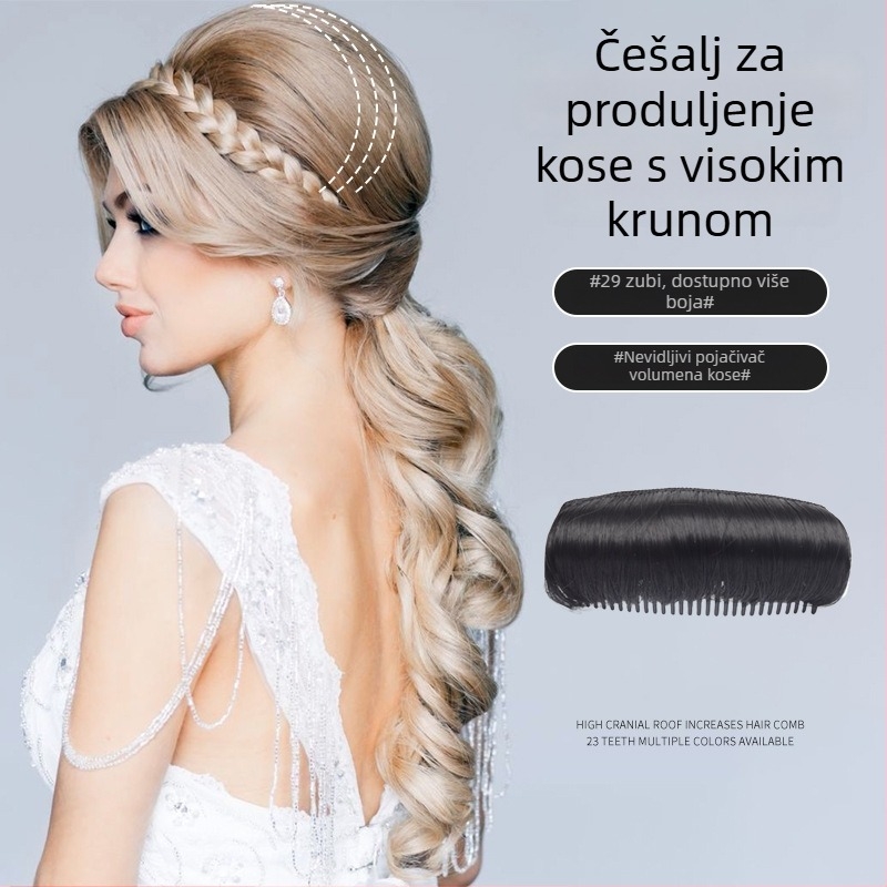 Dodaci za kosu: U‑oblik s 29‑zubnim nevidljivim dizanjem krune, od plastike/smole, ručna izrada