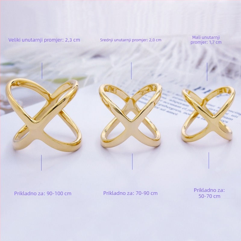 Bakrena X-oblik šal kopča za žene s pozlaćivanjem i zlatnim umetcima