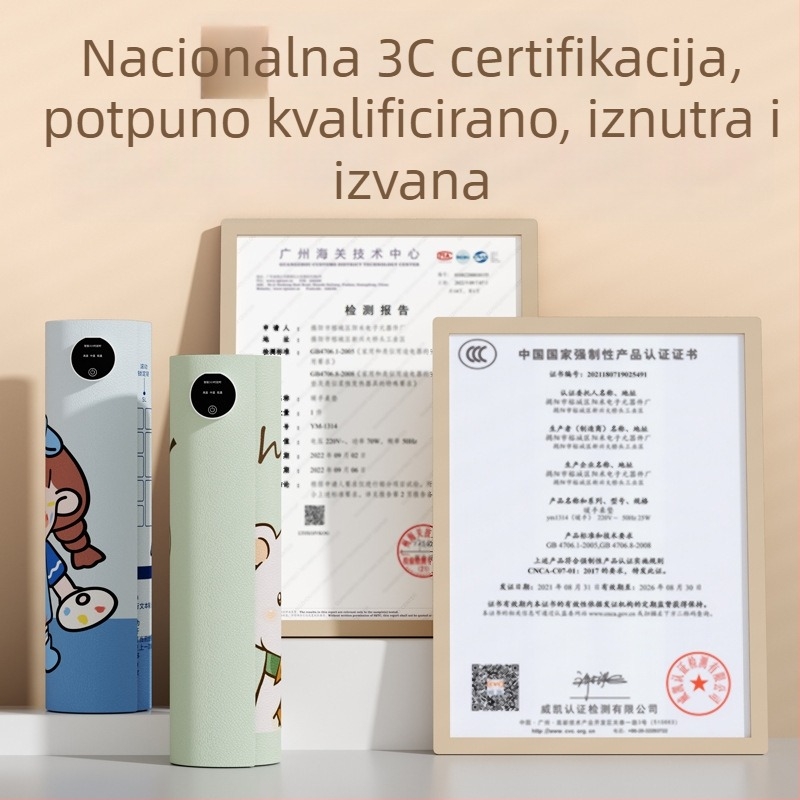 Velika grijana podloga za miš za stolno računalo s karikativnim dizajnom, podesiva temperatura, aluminijsko odvođenje topline, kožna površina