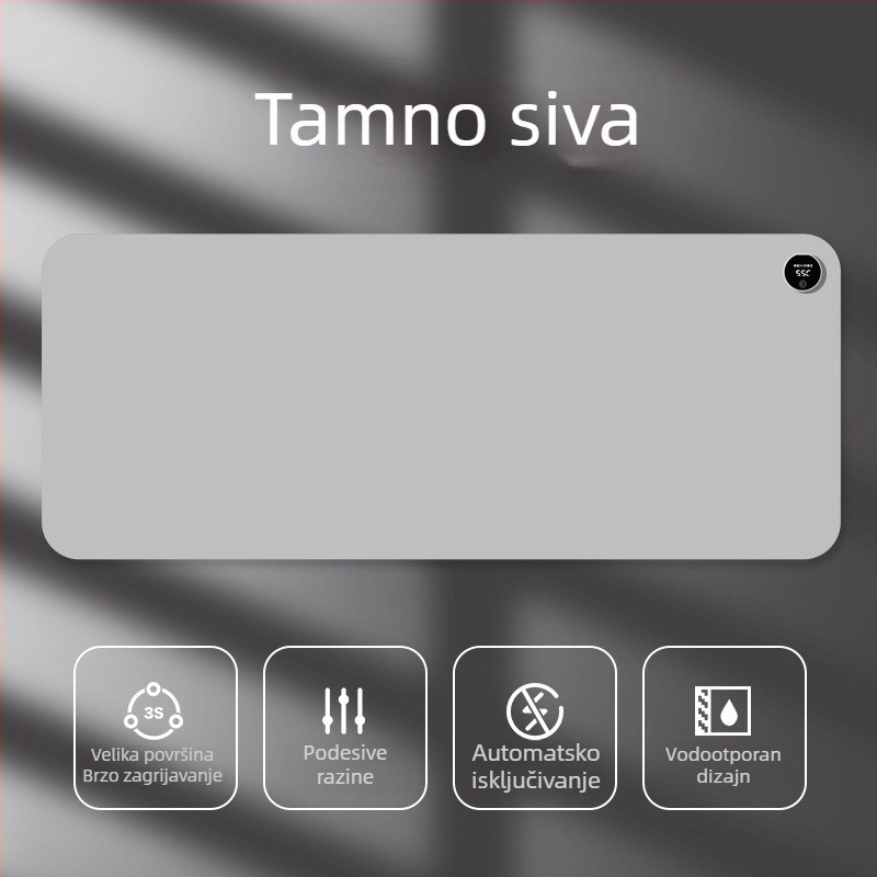 Velika grijana podloga za miš za stolno računalo s karikativnim dizajnom, podesiva temperatura, aluminijsko odvođenje topline, kožna površina