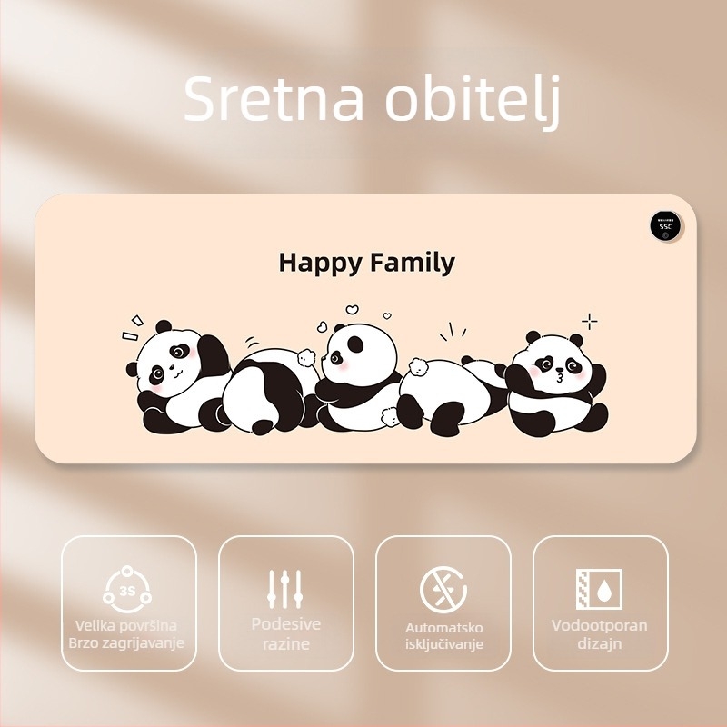 Velika grijana podloga za miš za stolno računalo s karikativnim dizajnom, podesiva temperatura, aluminijsko odvođenje topline, kožna površina
