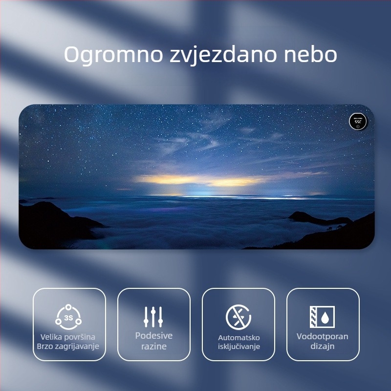 Velika grijana podloga za miš za stolno računalo s karikativnim dizajnom, podesiva temperatura, aluminijsko odvođenje topline, kožna površina