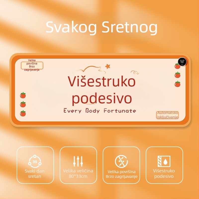 Velika grijana podloga za miš za stolno računalo s karikativnim dizajnom, podesiva temperatura, aluminijsko odvođenje topline, kožna površina