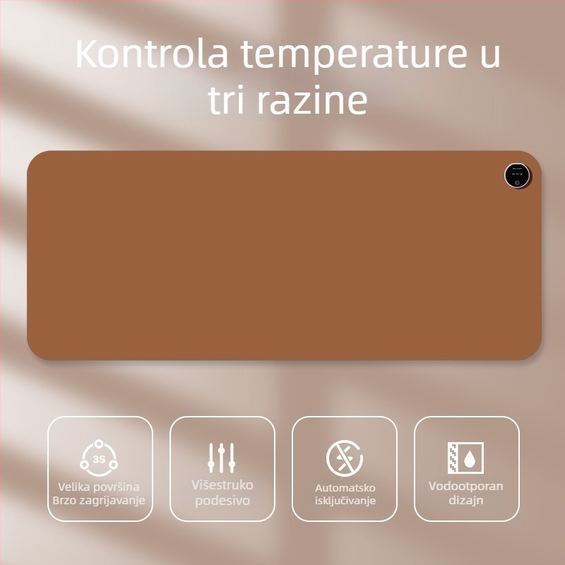 Velika grijana podloga za miš za stolno računalo s karikativnim dizajnom, podesiva temperatura, aluminijsko odvođenje topline, kožna površina