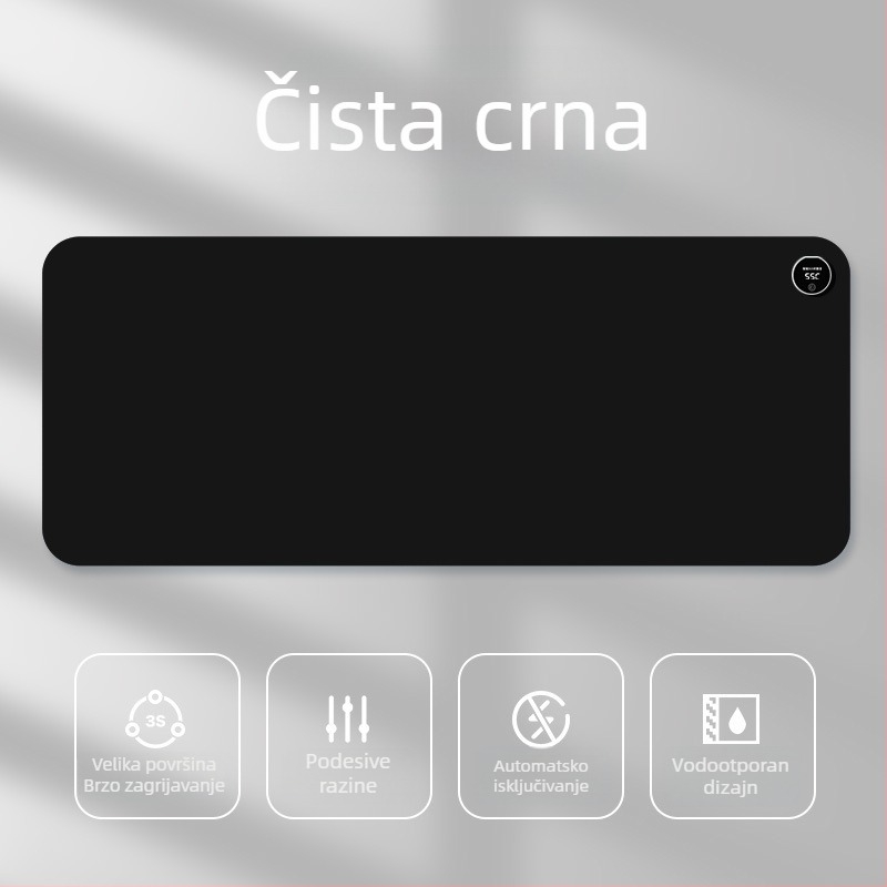 Velika grijana podloga za miš za stolno računalo s karikativnim dizajnom, podesiva temperatura, aluminijsko odvođenje topline, kožna površina
