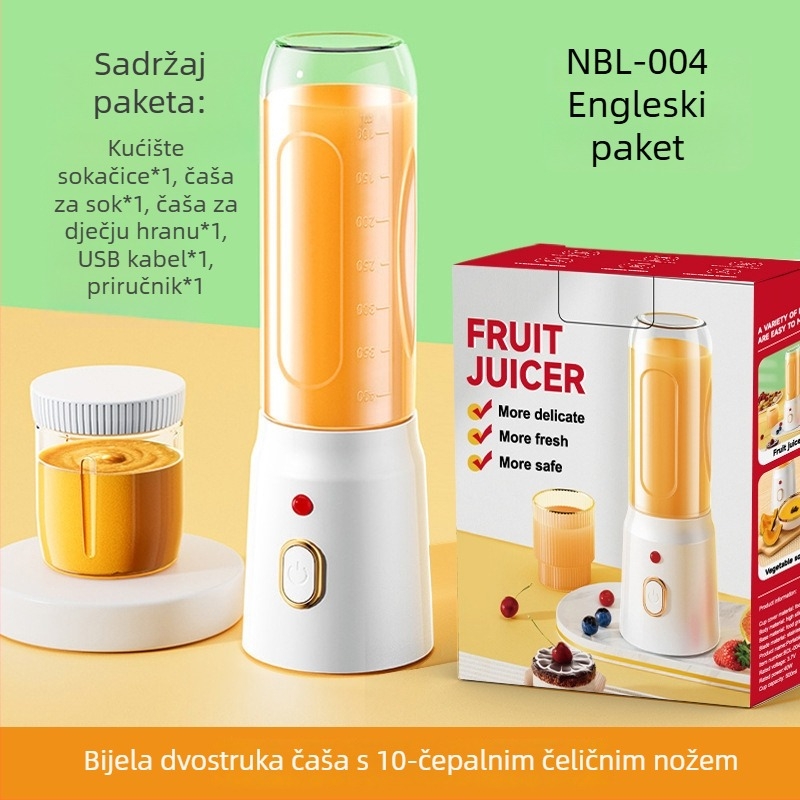 Prijenosna čašica za sok s ugrađenom baterijom, 200 W, 20001–22000 rpm, 5+ oštrica, 401–600 ml