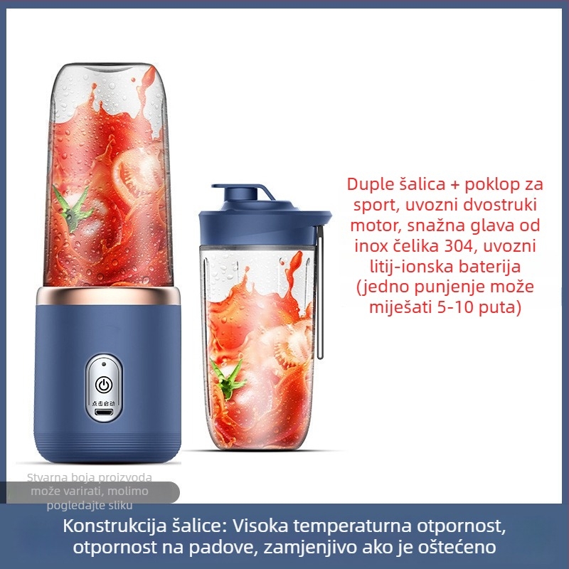 Prijenosna čašica za sok s ugrađenom baterijom, 200 W, 20001–22000 rpm, 5+ oštrica, 401–600 ml